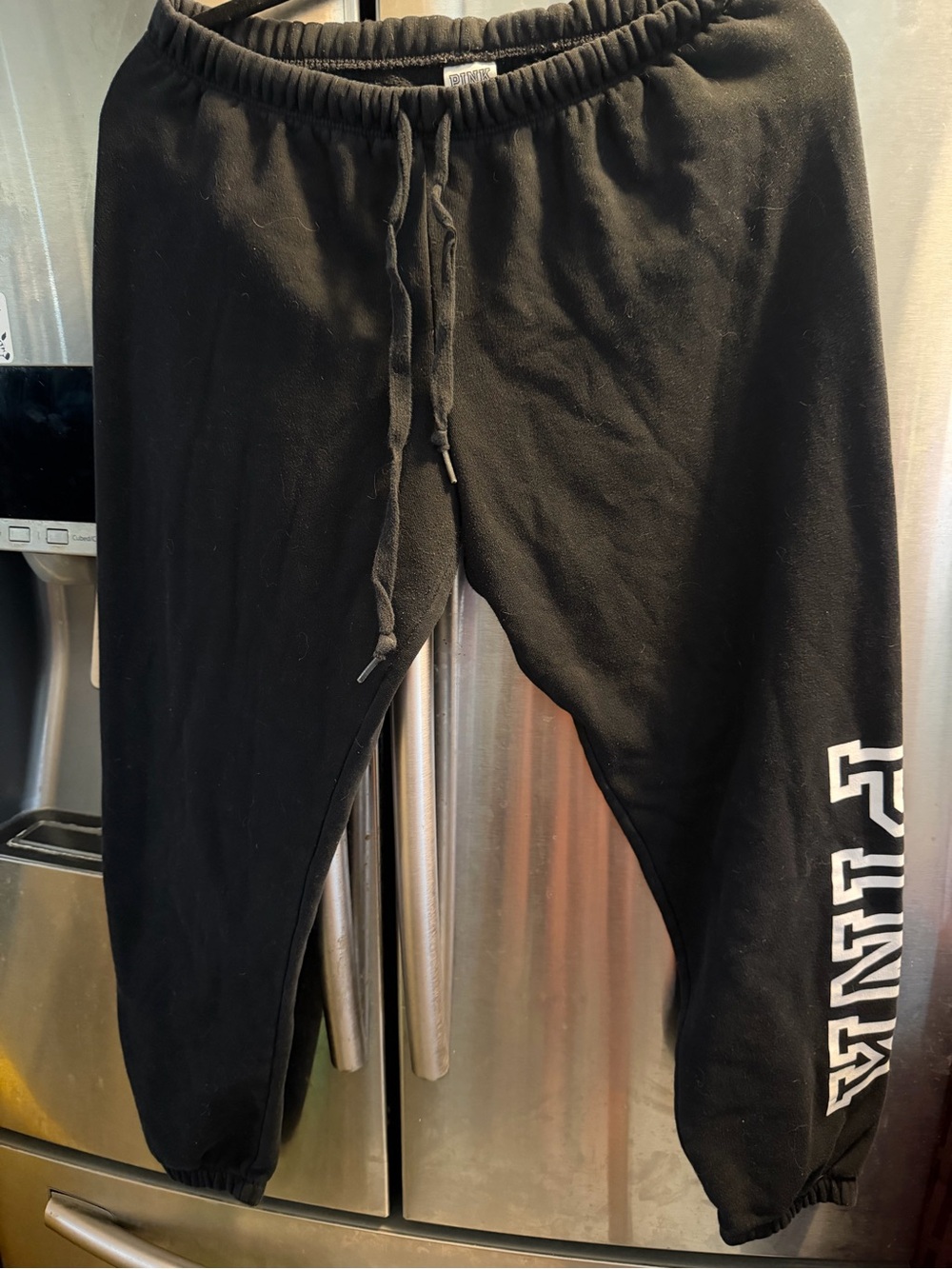 PINK Victoria's Secret Black Jogger Sweatpants with White Side Logo